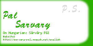 pal sarvary business card